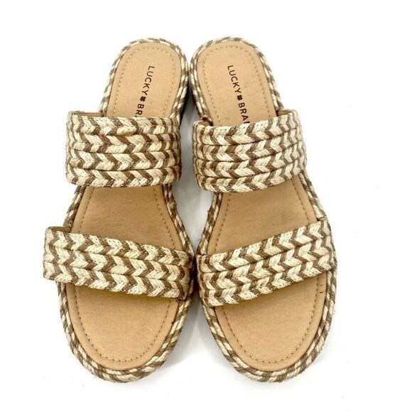 Lucky Brand Braided Jute Dual Strap Slide Sandals - Picture 2 of 6